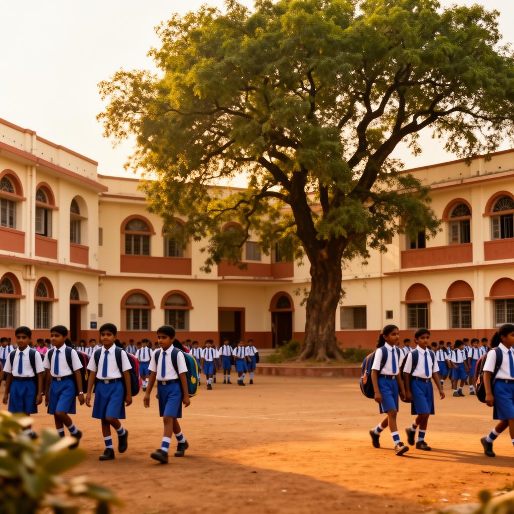 Vadapalani school campus at golden hour